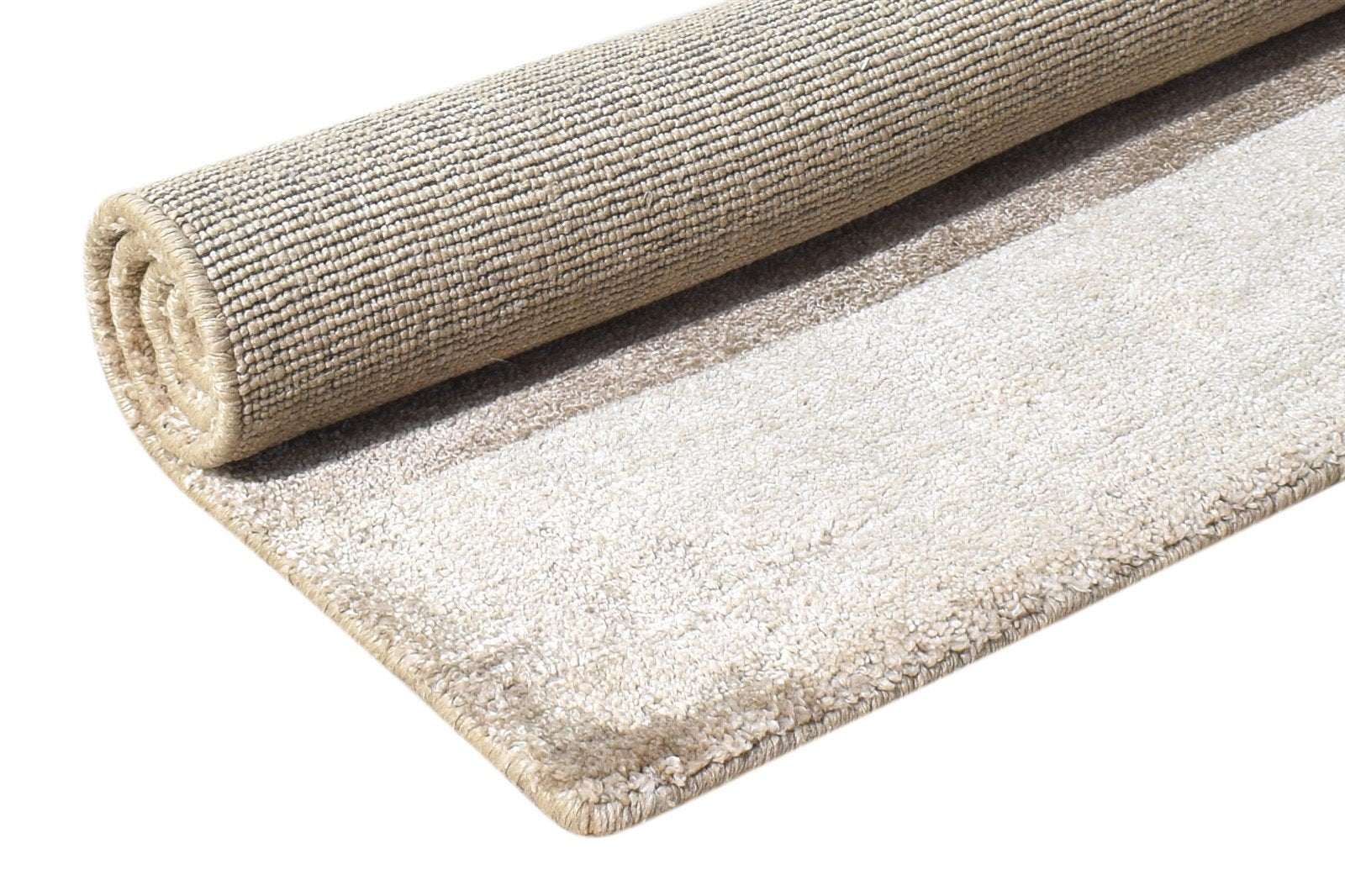 Beige Silk Rug 2' X 3' Modern Handloom Scandinavian Solid Small Carpet 7865138675861