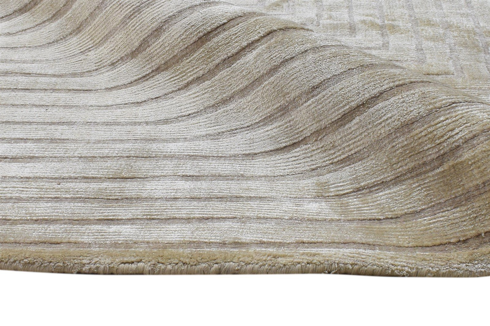 Beige Silk Rug 5' X 7' Modern Handloom Scandinavian Geometric Room Size Carpet 7865107349653
