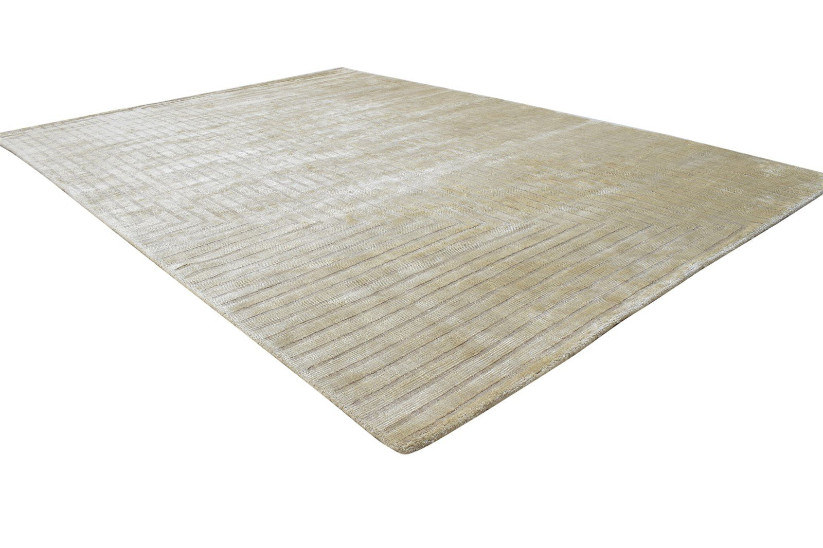 Beige Silk Rug 5' X 7' Modern Handloom Scandinavian Geometric Room Size Carpet 7865107349653