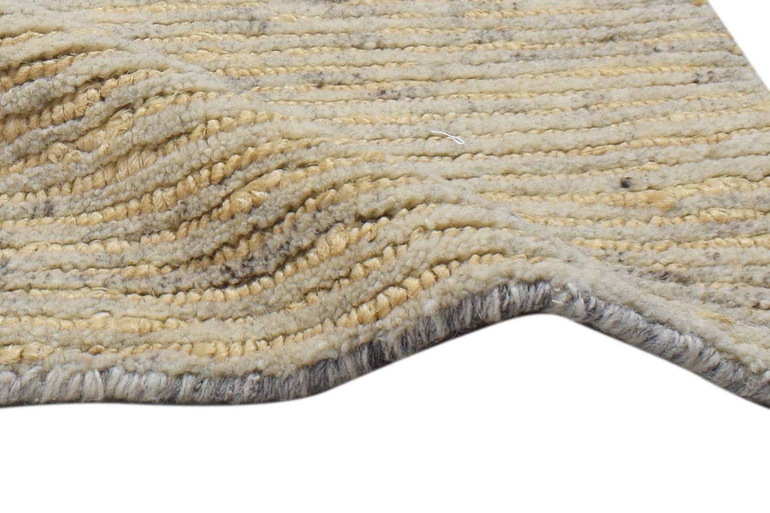 Beige Wool / Jute Rug 2X3 Modern Hand Knotted Scandinavian Solid Small Carpet 7864091181205