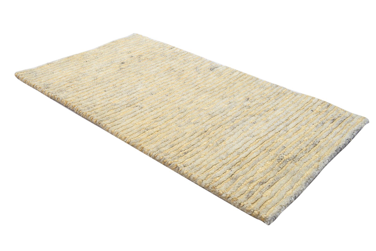 Beige Wool / Jute Rug 2X3 Modern Hand Knotted Scandinavian Solid Small Carpet 7864091181205