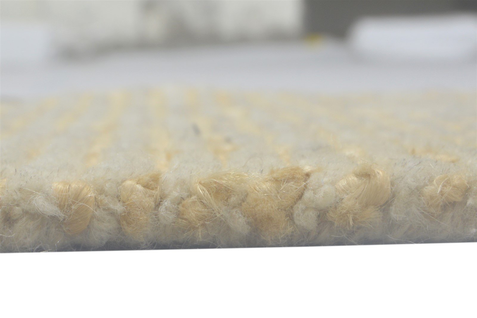 Beige Wool / Jute Rug 2X3 Modern Hand Knotted Scandinavian Solid Small Carpet 7864091181205