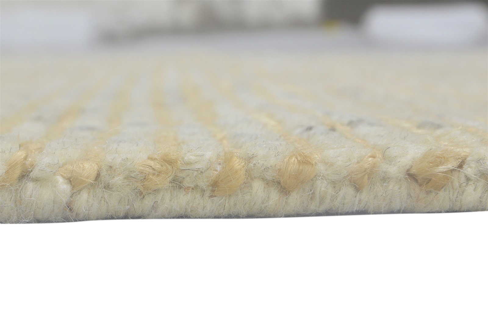 Beige Wool / Jute Rug 5X8 Modern Hand Knotted Scandinavian Striped Room Size 7864092000405