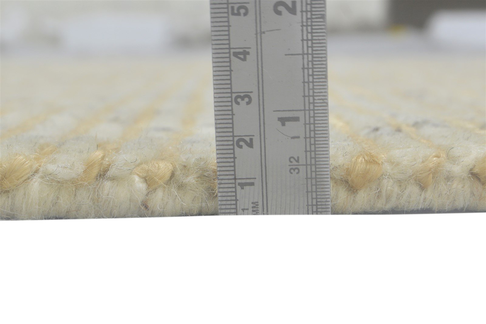Beige Wool / Jute Rug 5X8 Modern Hand Knotted Scandinavian Striped Room Size 7864092000405