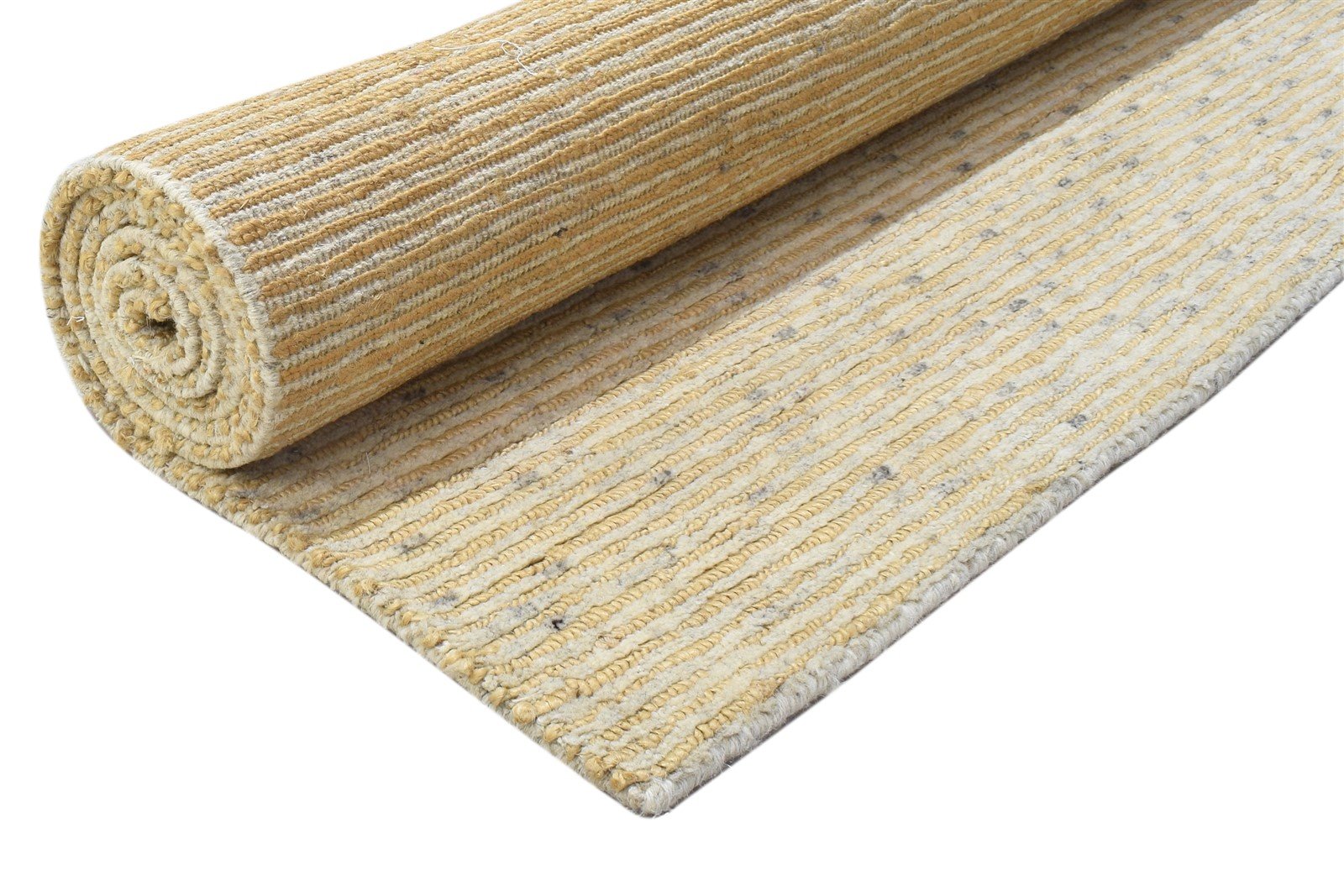 Beige Wool / Jute Rug 5X8 Modern Hand Knotted Scandinavian Striped Room Size 7864092000405