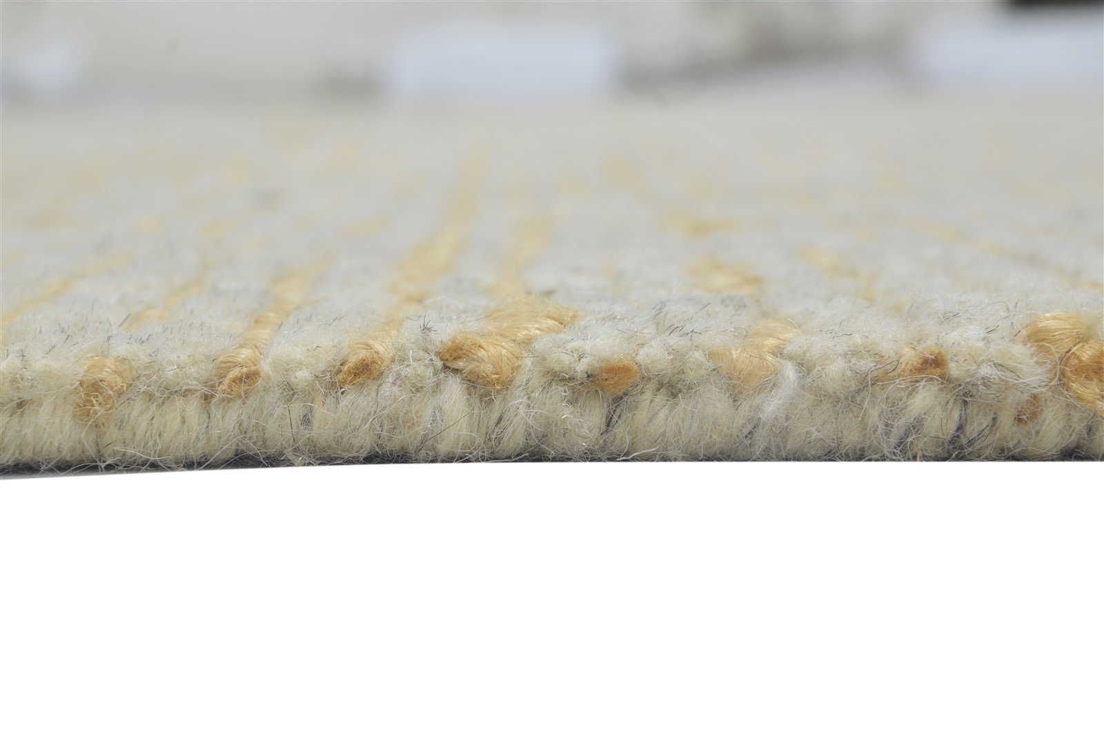 Beige Wool / Jute Rug 8X11 Modern Hand Knotted Scandinavian Striped Large Carpet 7864102781077