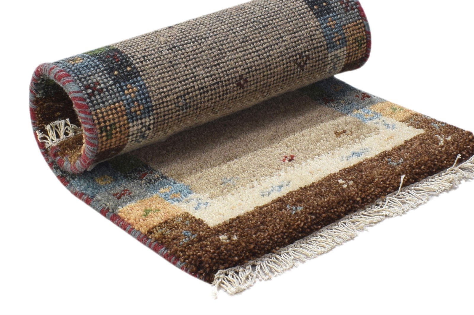 Beige Wool Rug 1' X 2' Persian Hand Knotted Gabbeh Southwestern Small Carpet 7864211636373