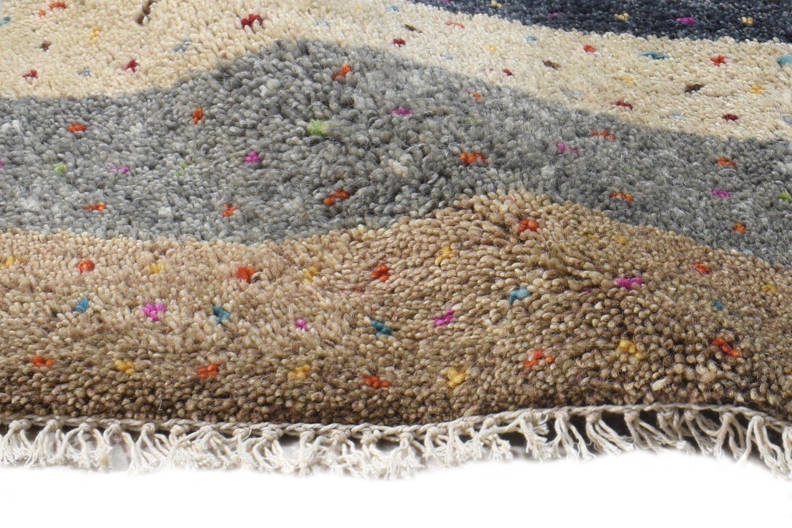 Beige Wool Rug 1' X 2' Southwestern Hand Knotted American Tribal Small Carpet 7865087950997