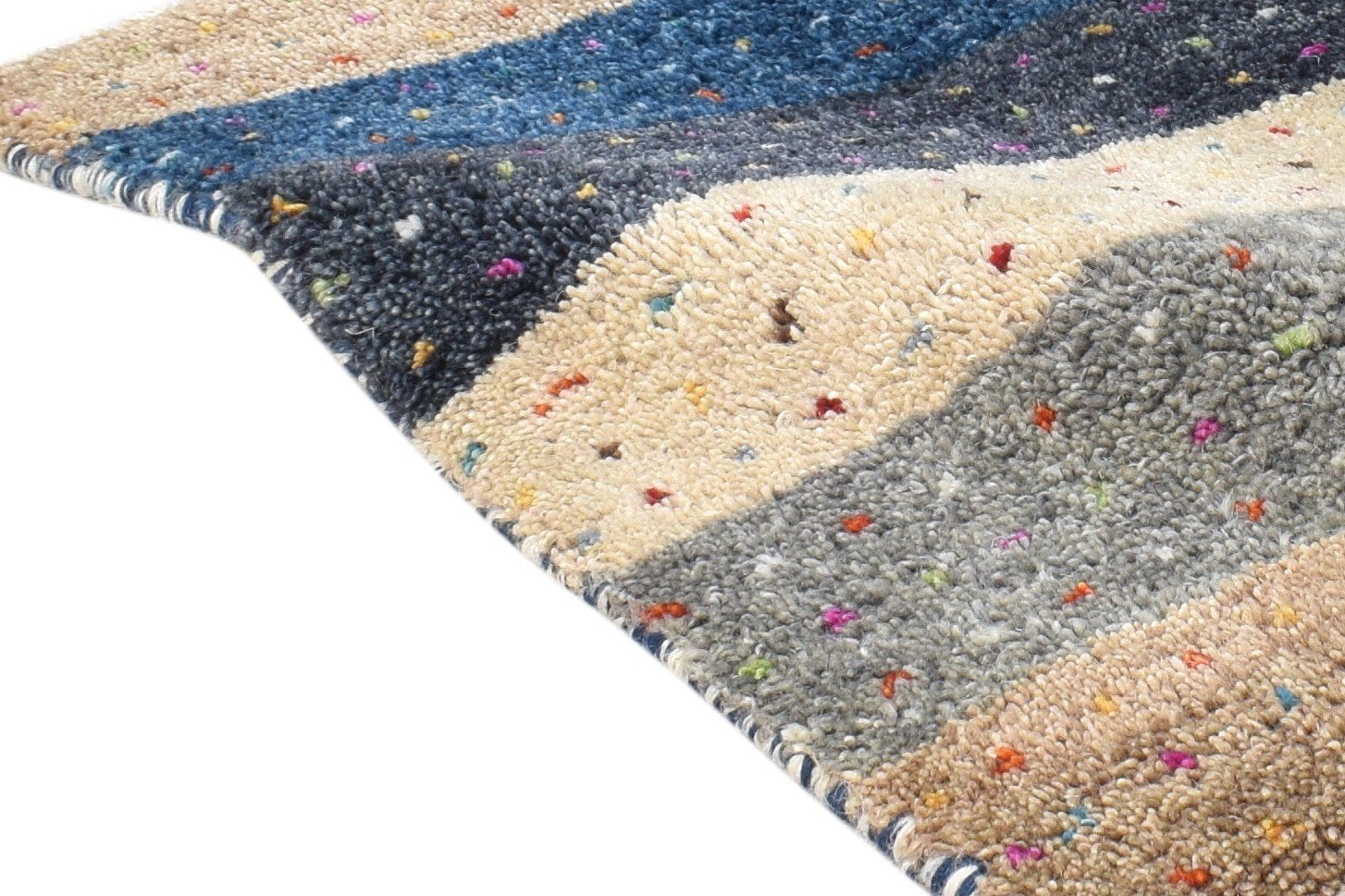 Beige Wool Rug 1' X 2' Southwestern Hand Knotted American Tribal Small Carpet 7865087950997