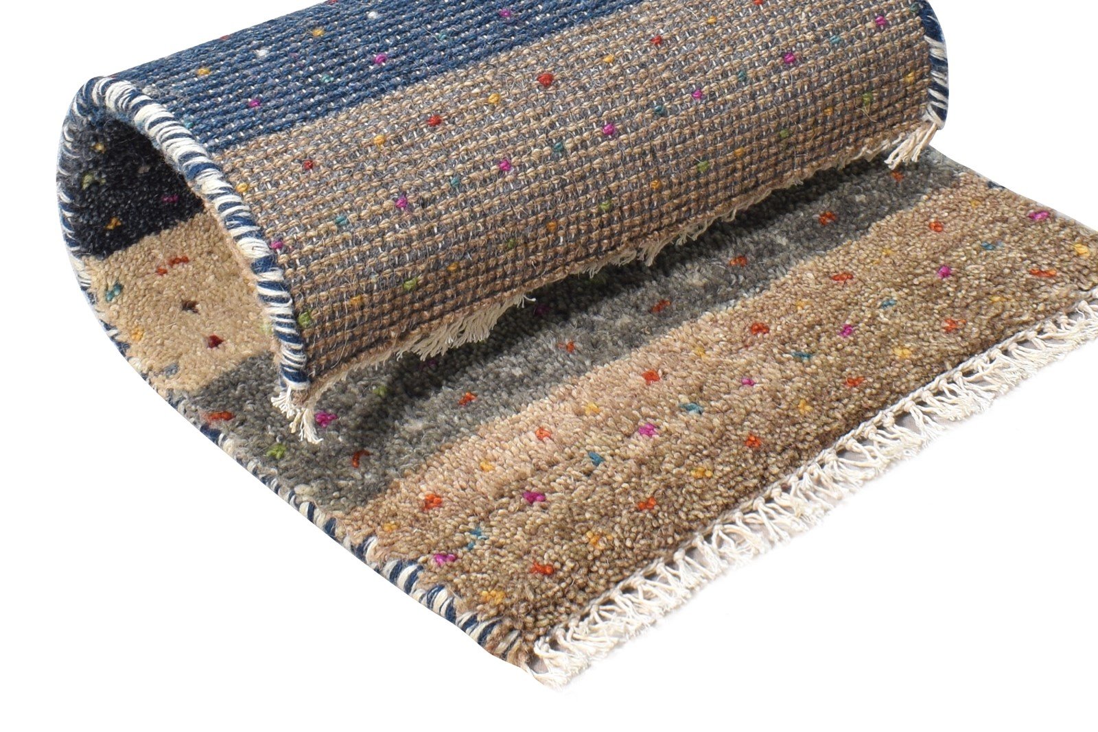 Beige Wool Rug 1' X 2' Southwestern Hand Knotted American Tribal Small Carpet 7865087950997