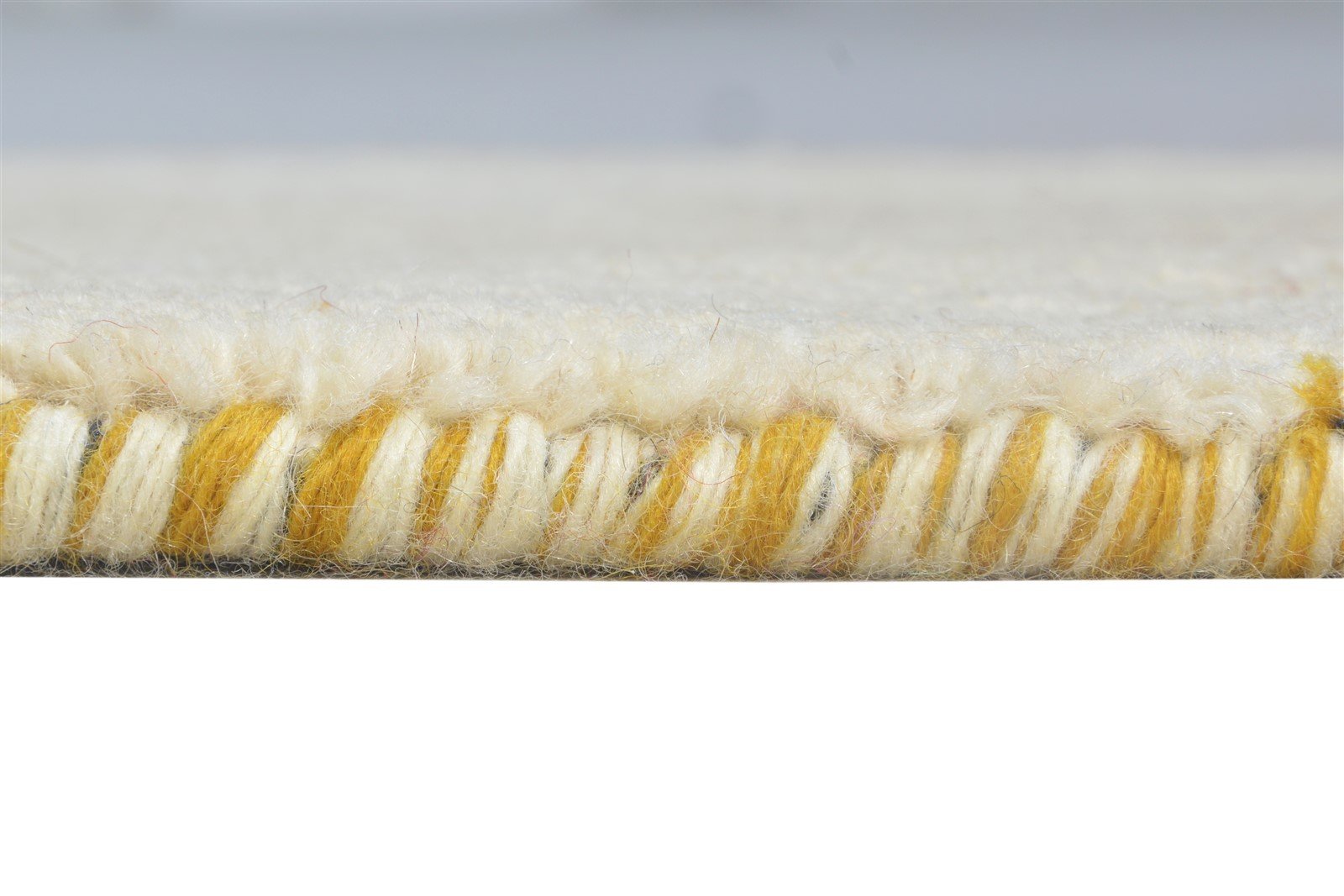 Beige Wool Rug 1' X 2' Southwestern Hand Knotted Gabbeh Striped Small Carpet 7865090179221