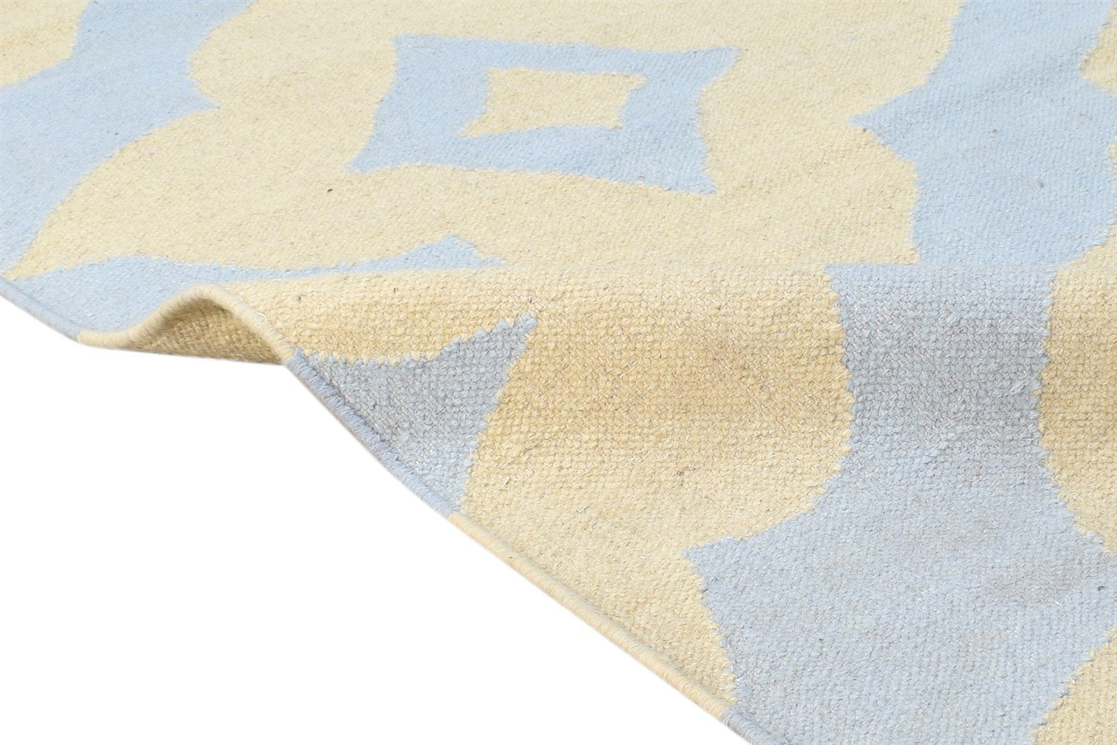 Beige Wool Rug 2'6 X 8' Modern Dhurrie Moroccan Trellis Small Runner 7864669798549