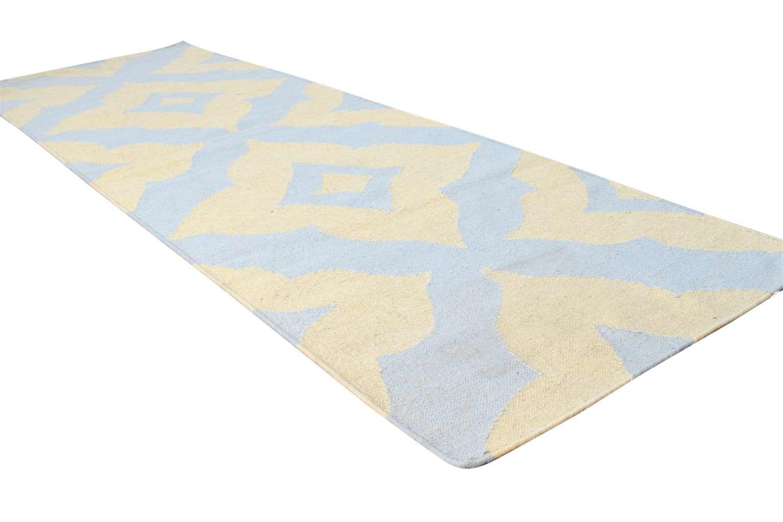 Beige Wool Rug 2'6 X 8' Modern Dhurrie Moroccan Trellis Small Runner 7864669798549