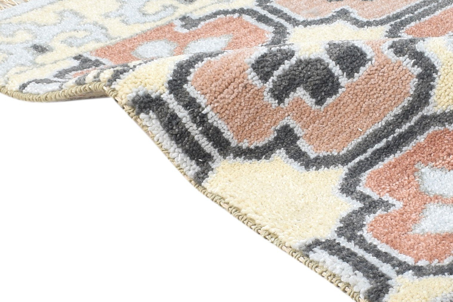 Beige Wool Rug 2' X 2' Persian Hand Knotted Oushak Oriental Small Carpet 7865161089173