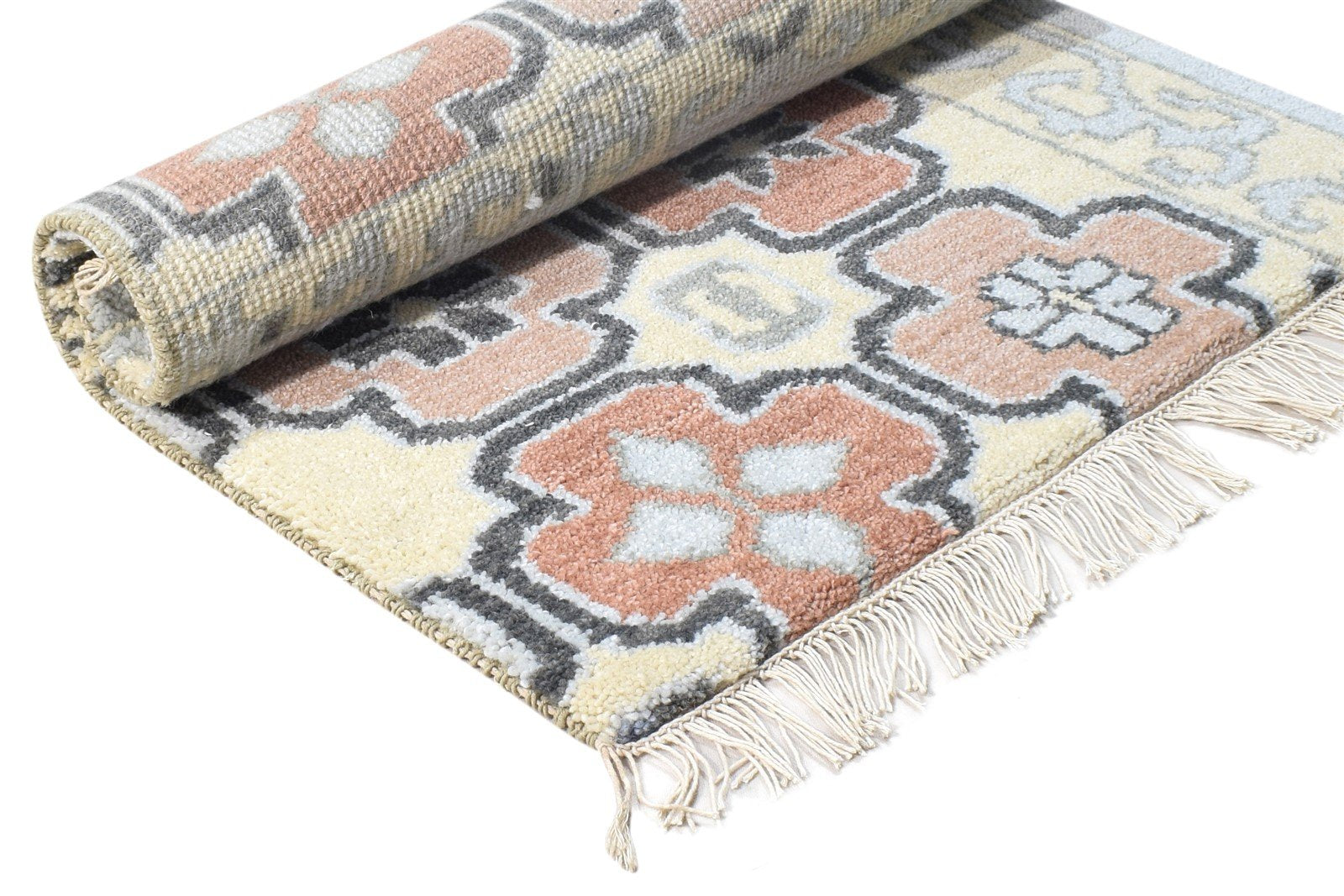 Beige Wool Rug 2' X 2' Persian Hand Knotted Oushak Oriental Small Carpet 7865161089173