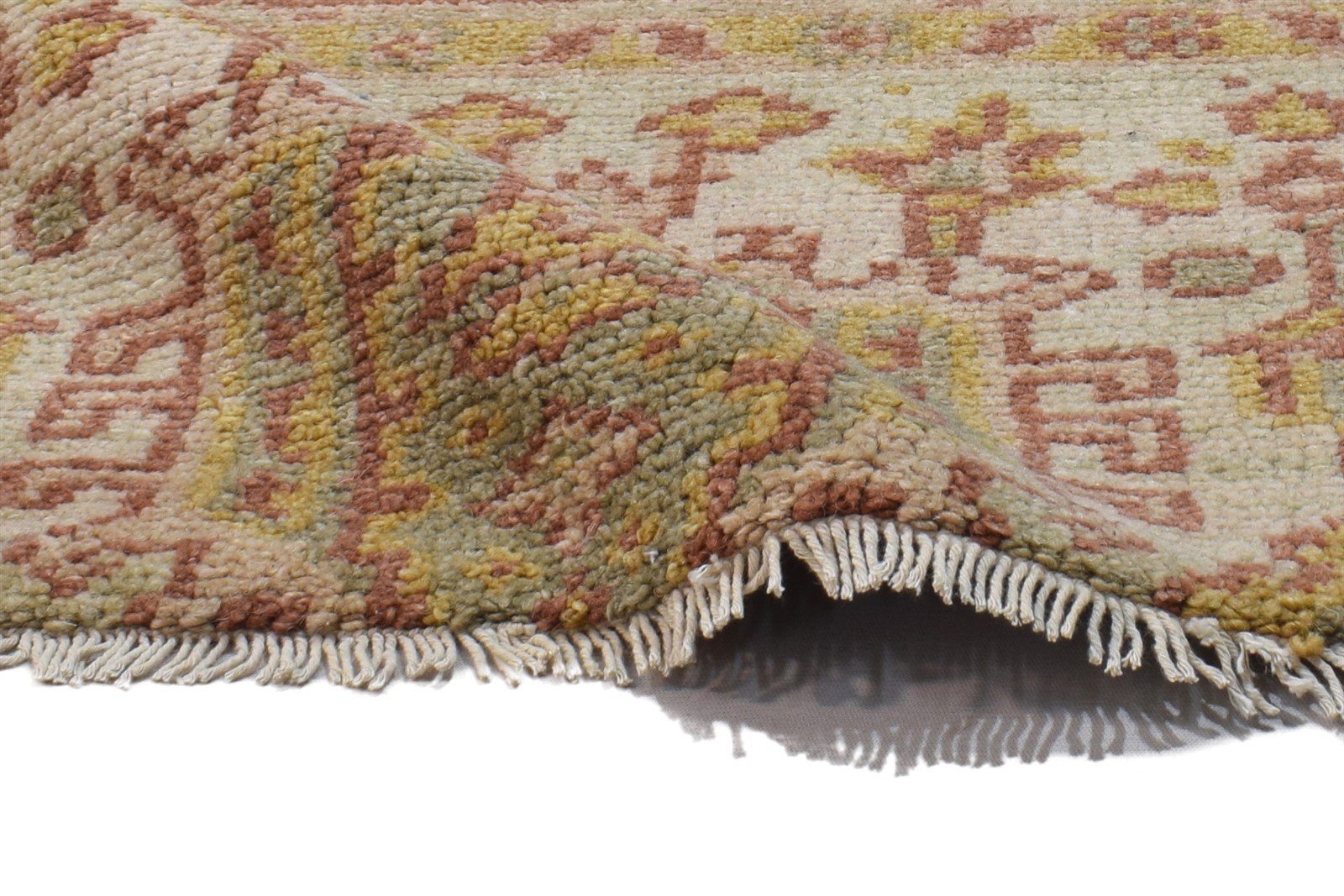 Beige Wool Rug 2' X 2' Persian Hand Knotted Oushak Oriental Small Carpet 7864119951509