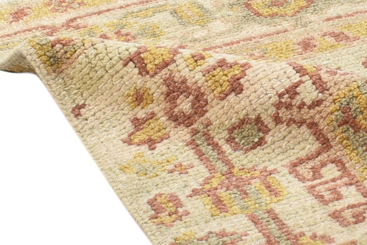 Beige Wool Rug 2' X 2' Persian Hand Knotted Oushak Oriental Small Carpet 7864119951509