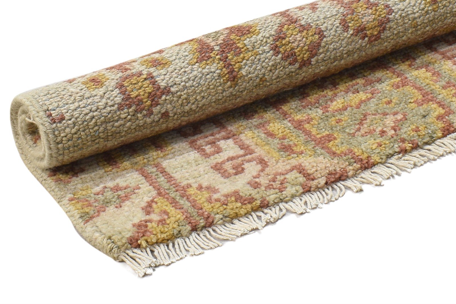 Beige Wool Rug 2' X 2' Persian Hand Knotted Oushak Oriental Small Carpet 7864119951509