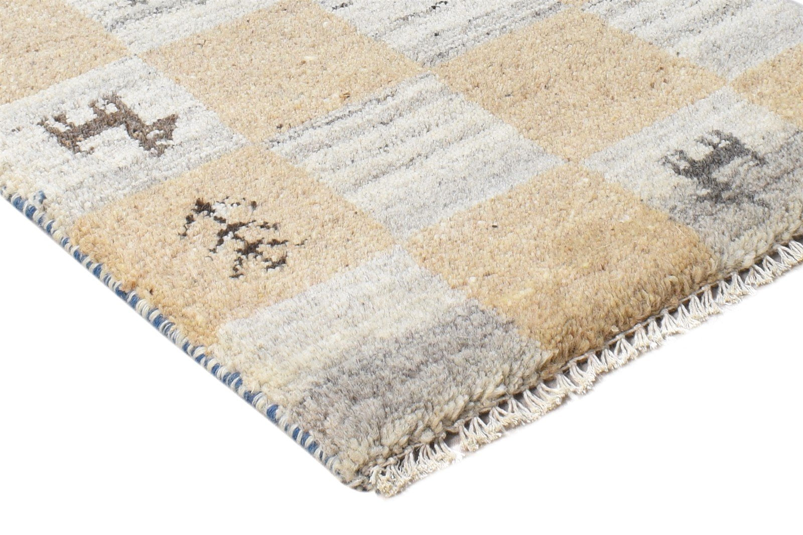 Beige Wool Rug 2' X 2' Southwestern Hand Knotted Gabbeh Tribal Small Carpet 7865102893205