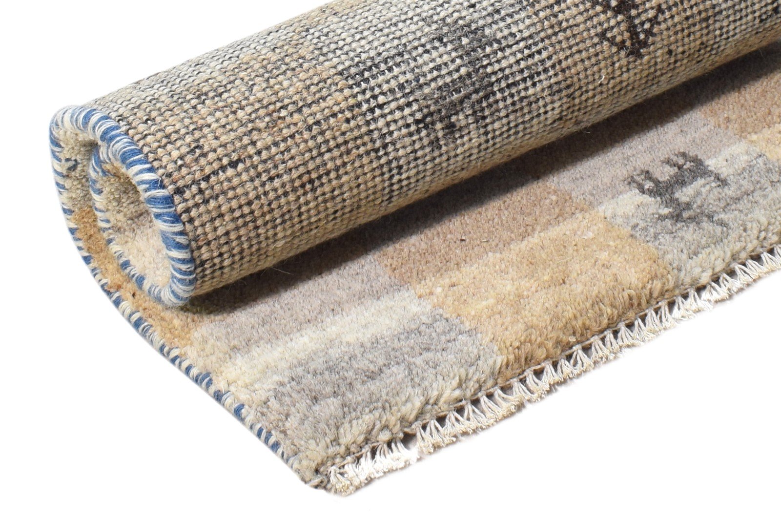 Beige Wool Rug 2' X 2' Southwestern Hand Knotted Gabbeh Tribal Small Carpet 7865102893205
