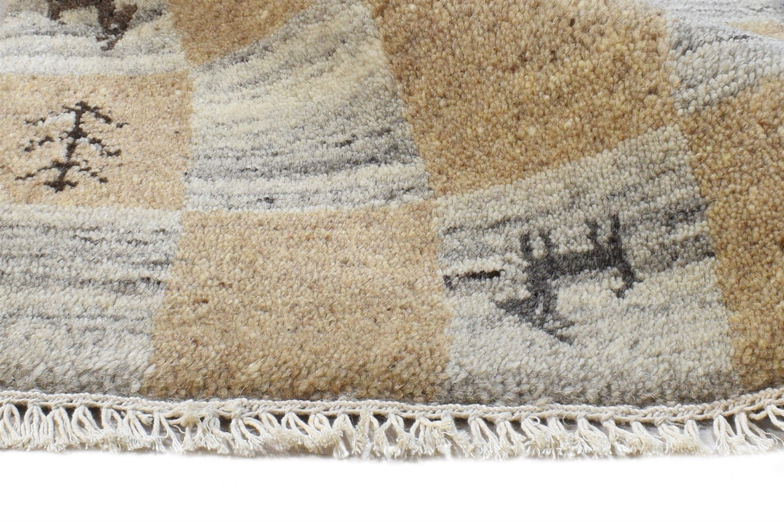 Beige Wool Rug 2' X 2' Southwestern Hand Knotted Gabbeh Tribal Small Carpet 7865103712405