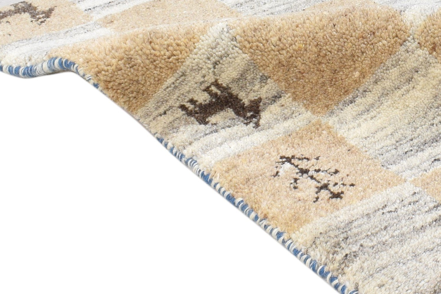 Beige Wool Rug 2' X 2' Southwestern Hand Knotted Gabbeh Tribal Small Carpet 7865103712405