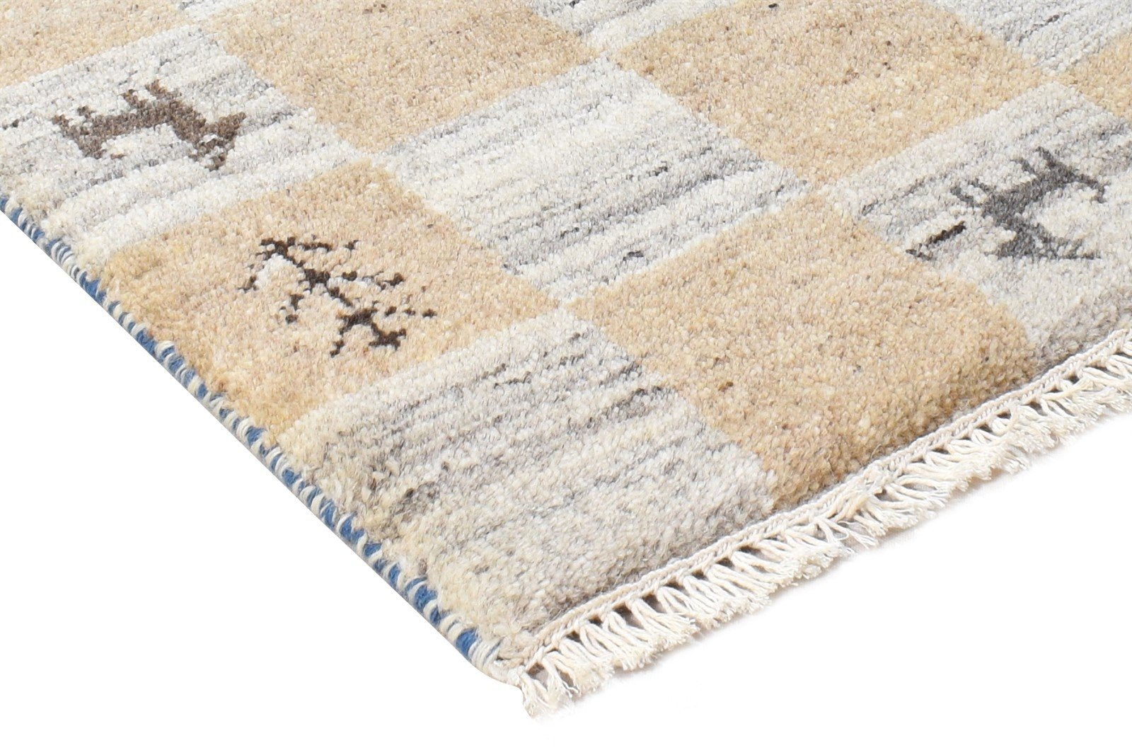 Beige Wool Rug 2' X 2' Southwestern Hand Knotted Gabbeh Tribal Small Carpet 7865103712405