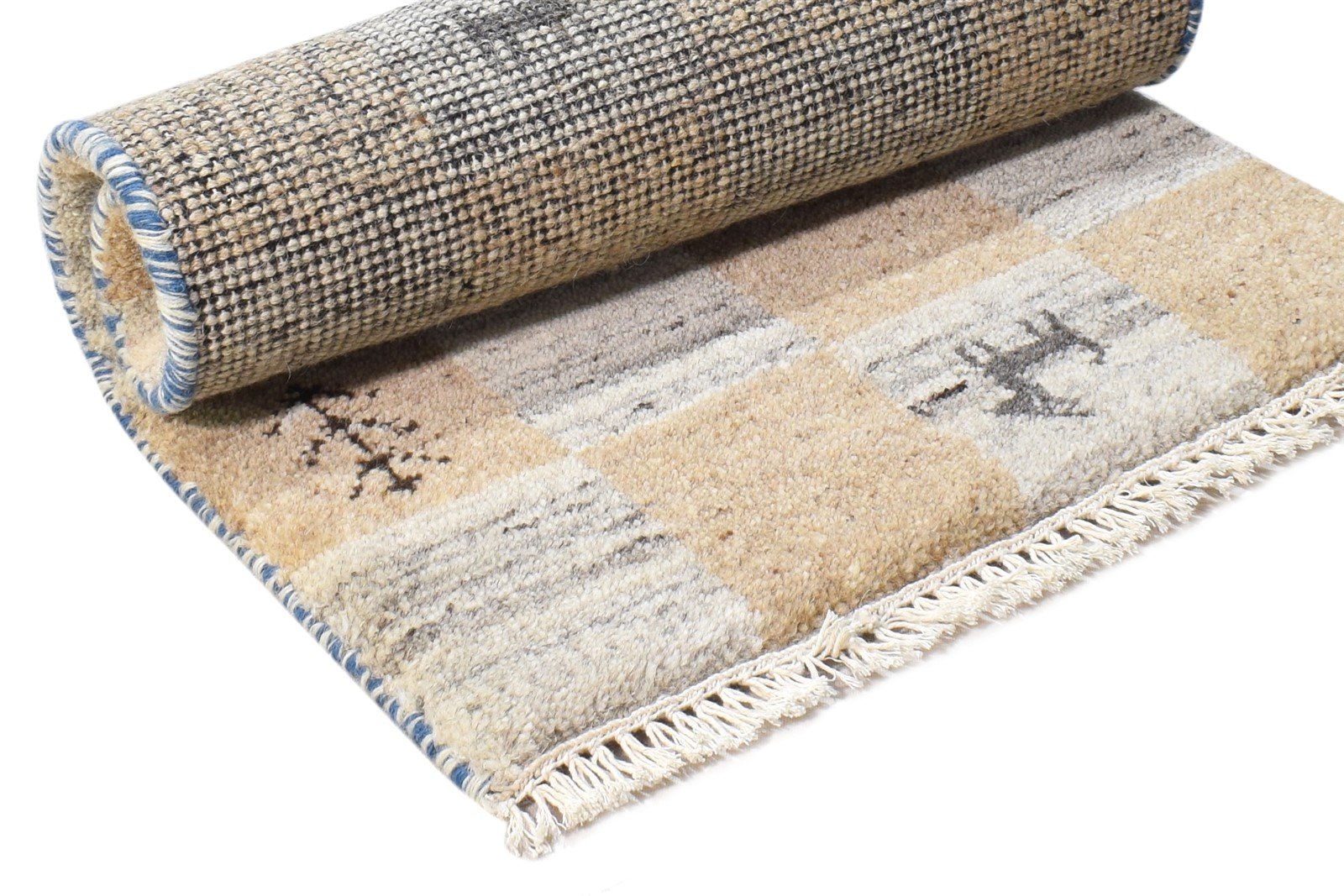 Beige Wool Rug 2' X 2' Southwestern Hand Knotted Gabbeh Tribal Small Carpet 7865103712405