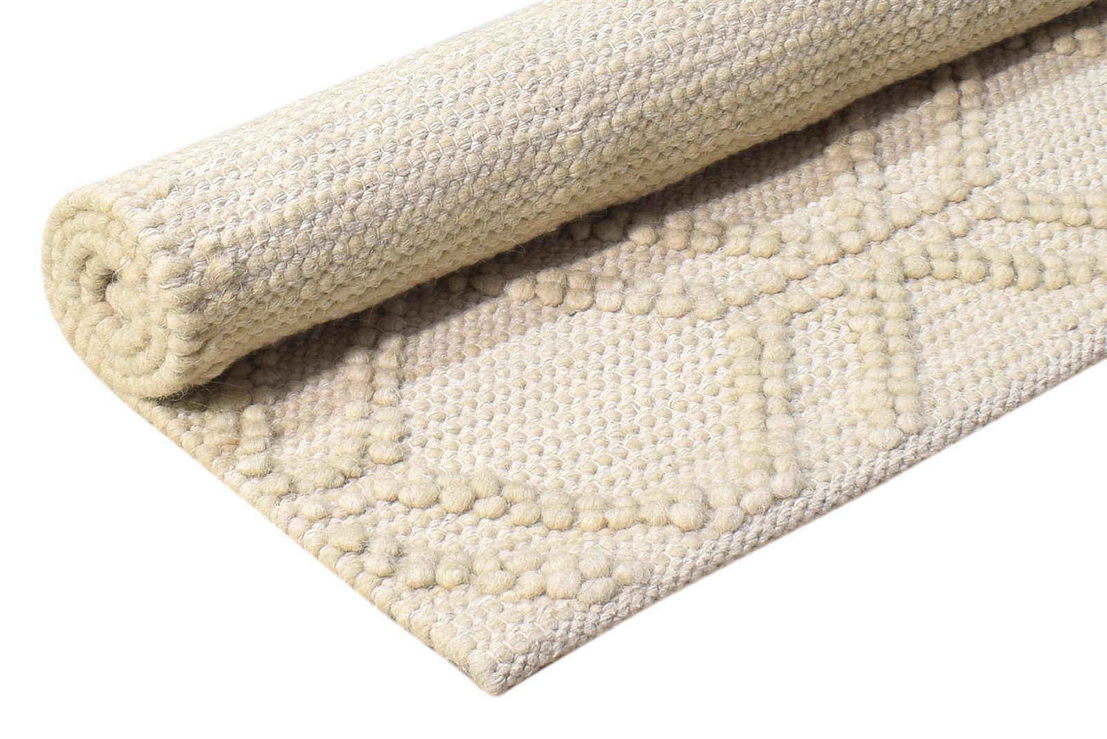 Beige Wool Rug 2' X 3' Modern Hand-Hooked Moroccan Modern Small Carpet 7865137430677