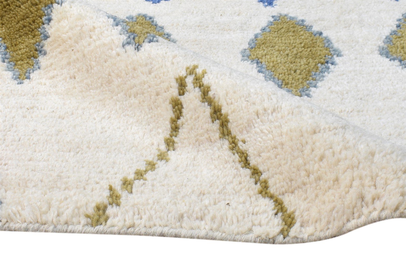 Beige Wool Rug 2' X 3' Modern Hand Knotted Moroccan Abstract Small Carpet 7865123111061
