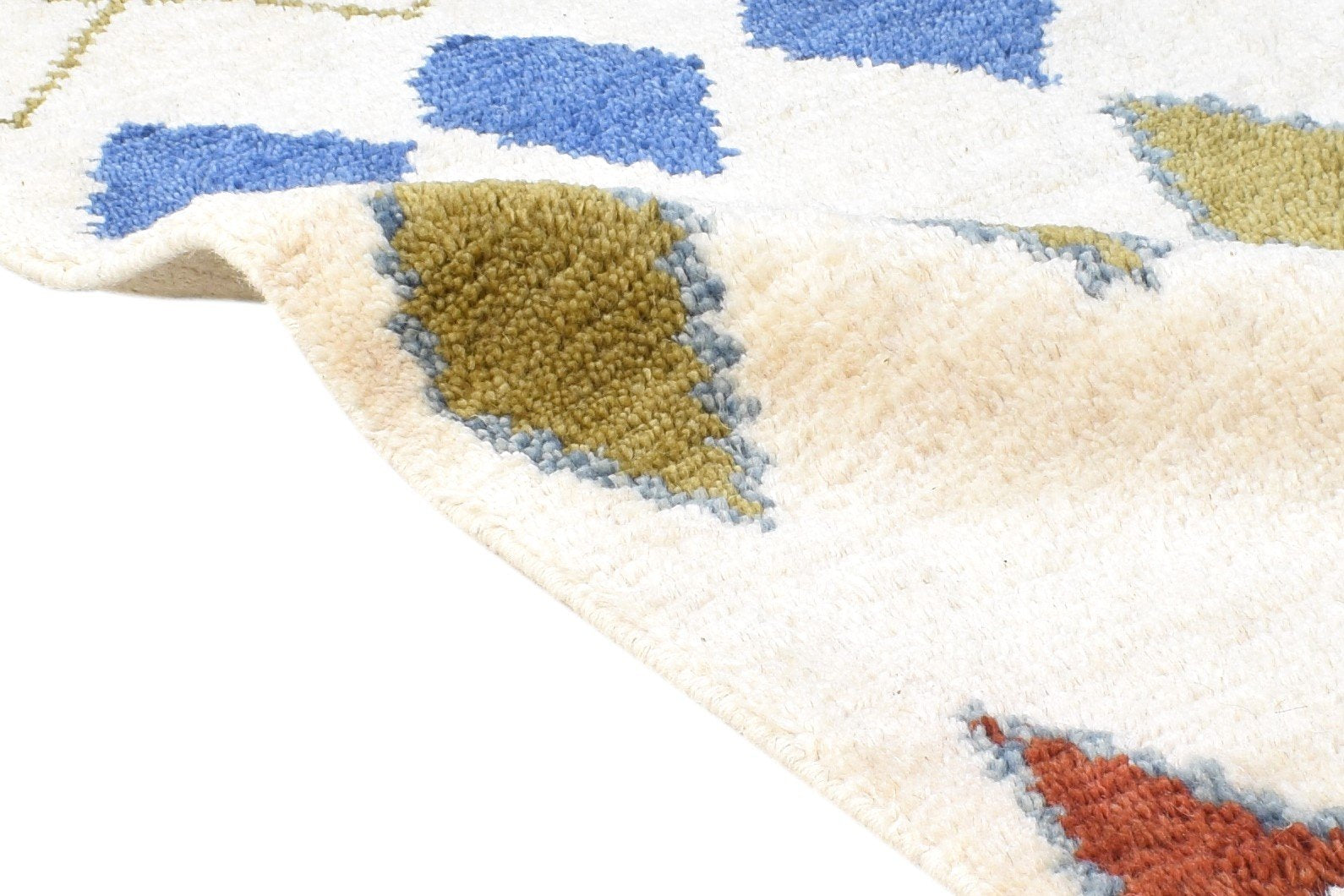 Beige Wool Rug 2' X 3' Modern Hand Knotted Moroccan Abstract Small Carpet 7865123111061