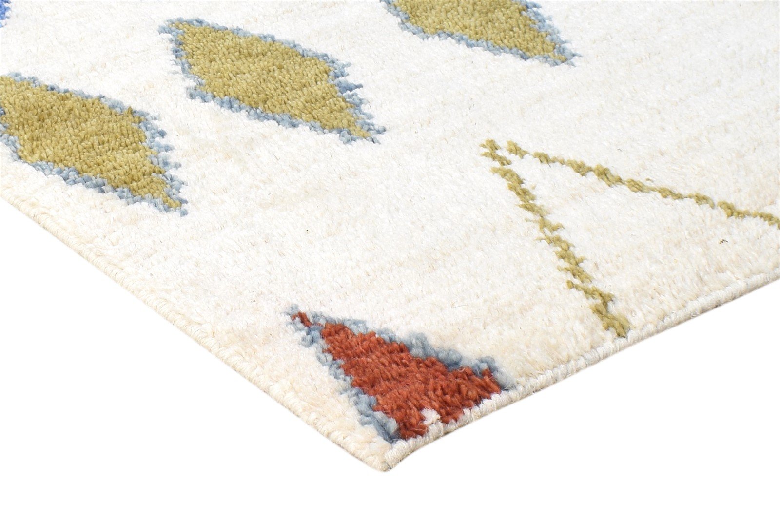 Beige Wool Rug 2' X 3' Modern Hand Knotted Moroccan Abstract Small Carpet 7865123111061