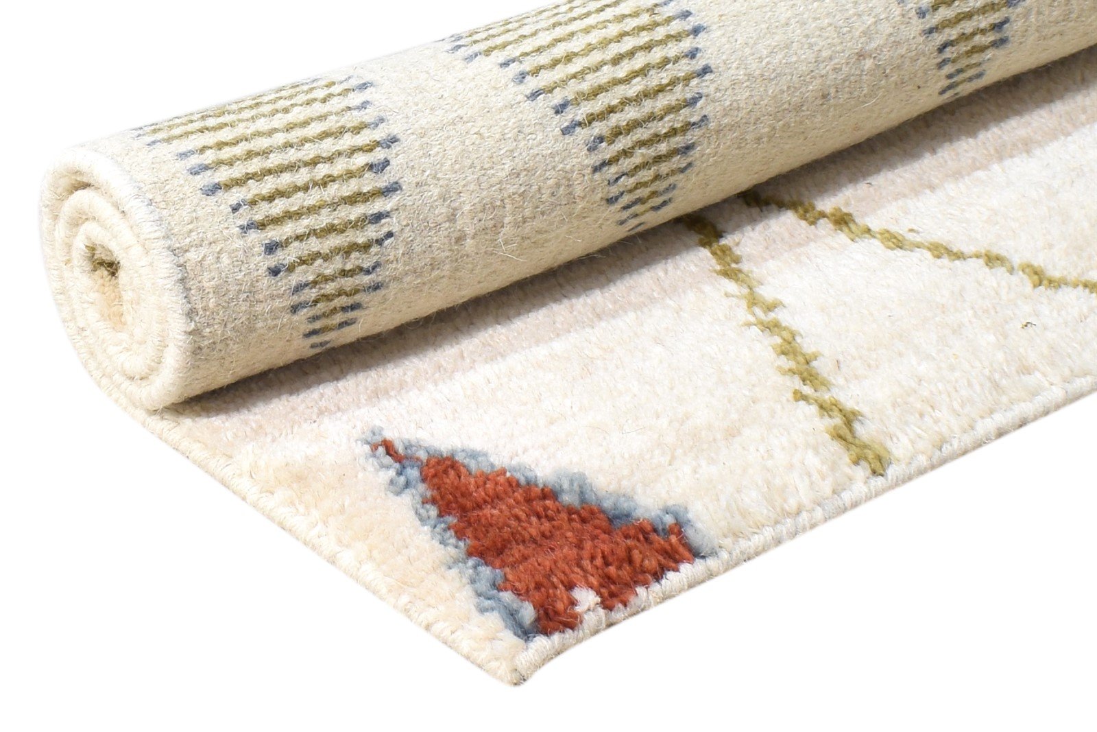 Beige Wool Rug 2' X 3' Modern Hand Knotted Moroccan Abstract Small Carpet 7865123111061