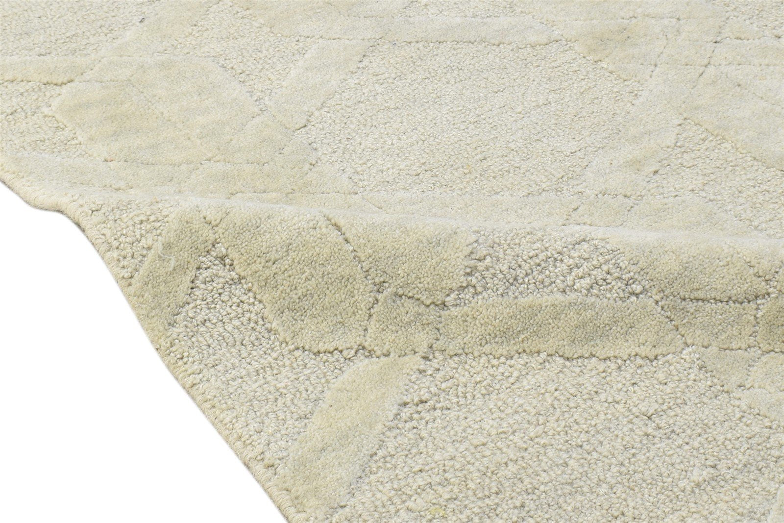 Beige Wool Rug 2' X 3' Modern Hand Tufted Moroccan Trellis Small Carpet 7864133976213