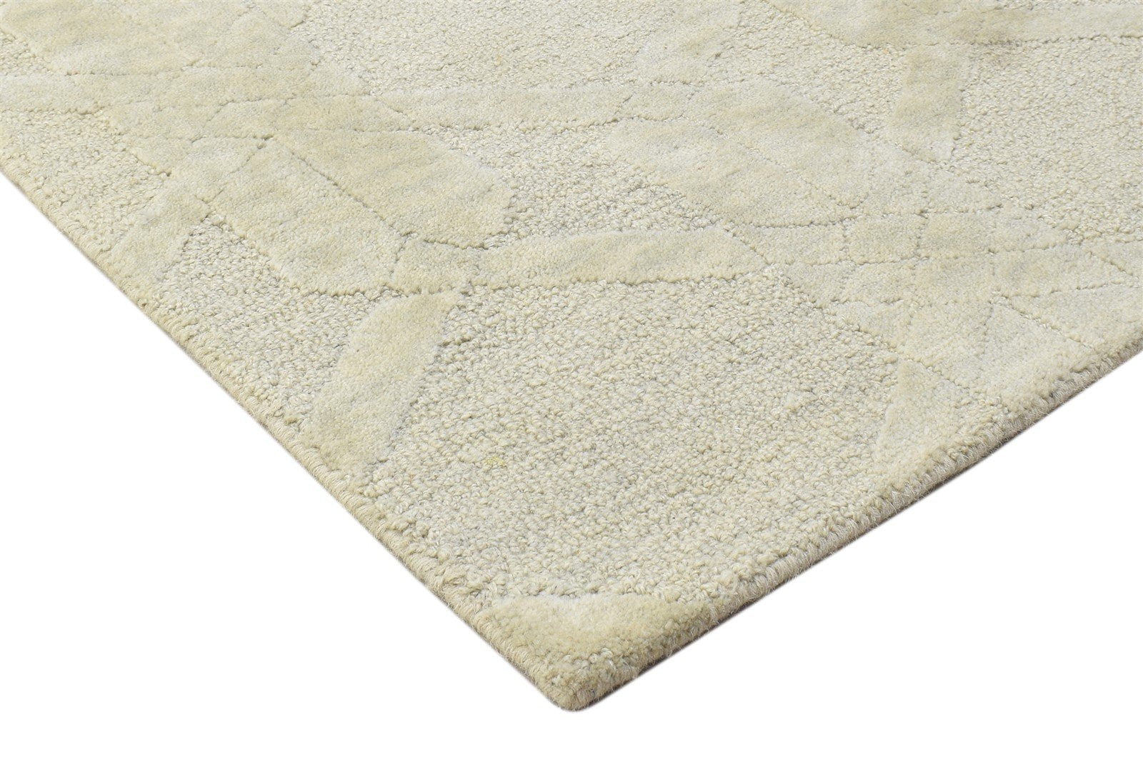 Beige Wool Rug 2' X 3' Modern Hand Tufted Moroccan Trellis Small Carpet 7864133976213