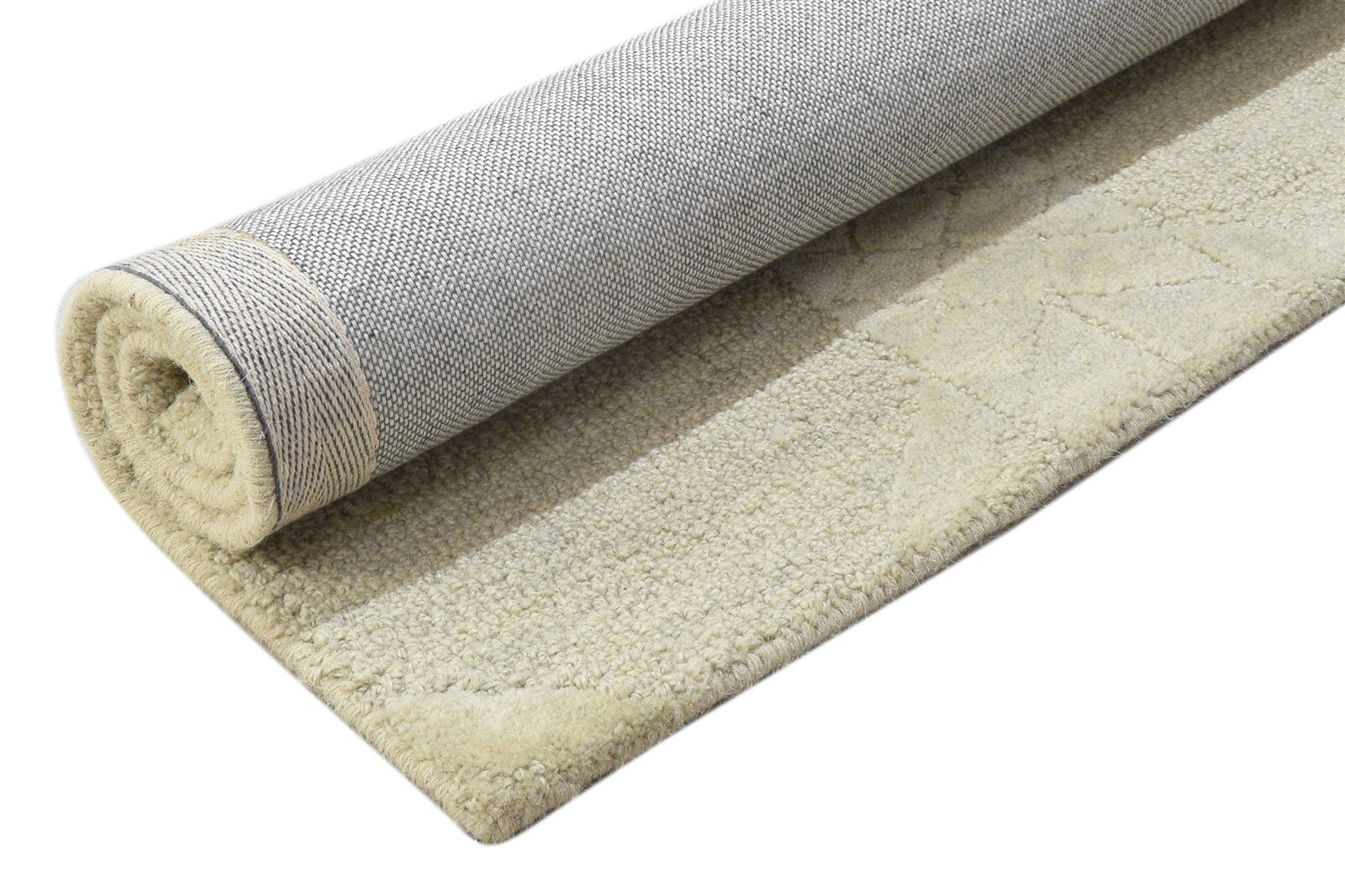 Beige Wool Rug 2' X 3' Modern Hand Tufted Moroccan Trellis Small Carpet 7864133976213