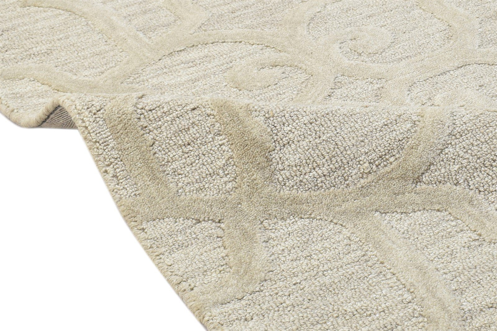 Beige Wool Rug 2' X 3' Modern Hand Tufted Moroccan Trellis Small Carpet 7864135876757