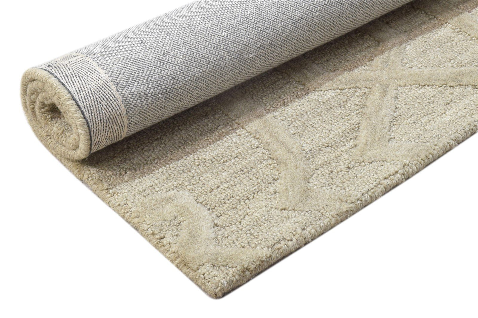 Beige Wool Rug 2' X 3' Modern Hand Tufted Moroccan Trellis Small Carpet 7864135876757