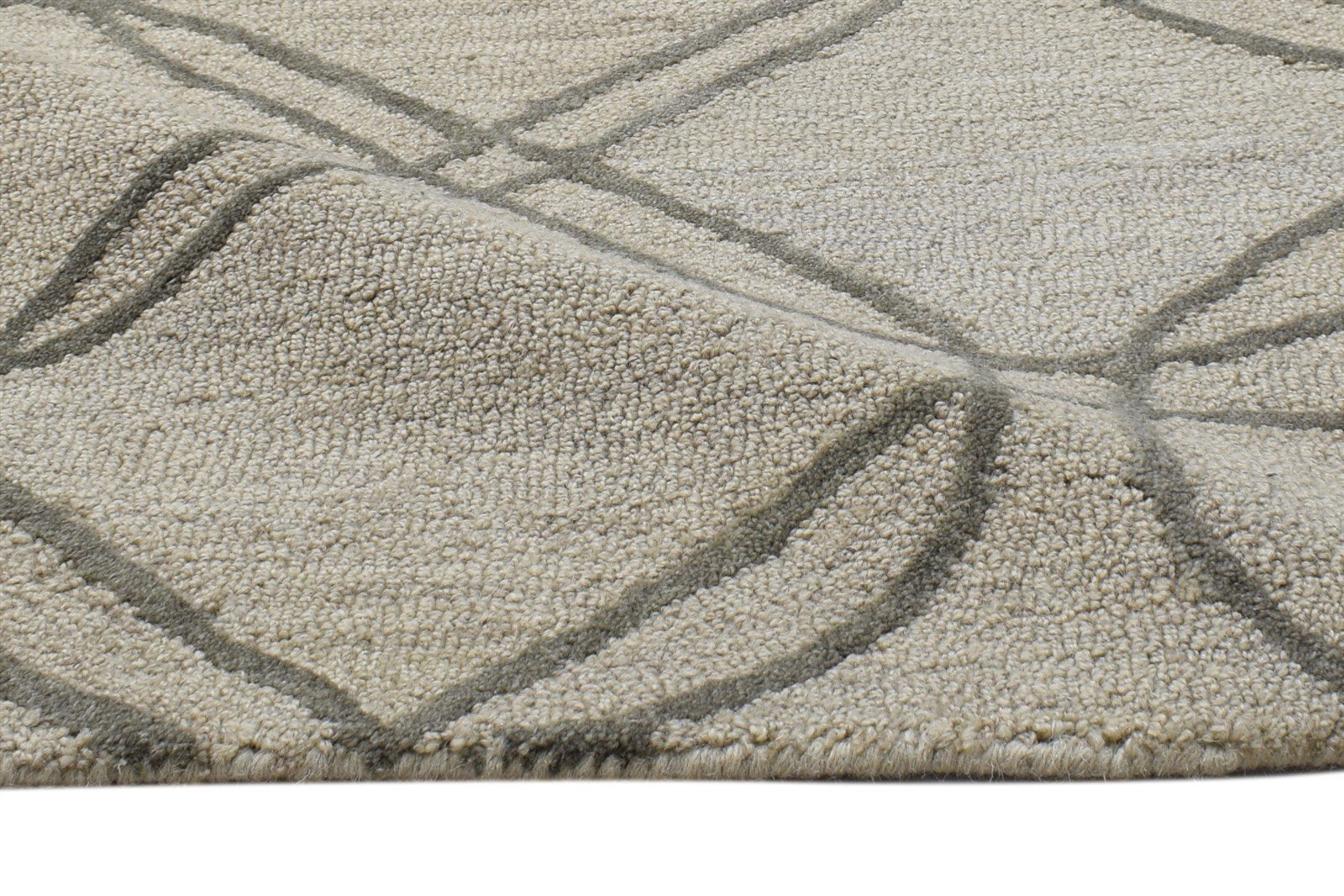 Beige Wool Rug 2' X 3' Modern Hand Tufted Moroccan Trellis Small Carpet 7864136532117