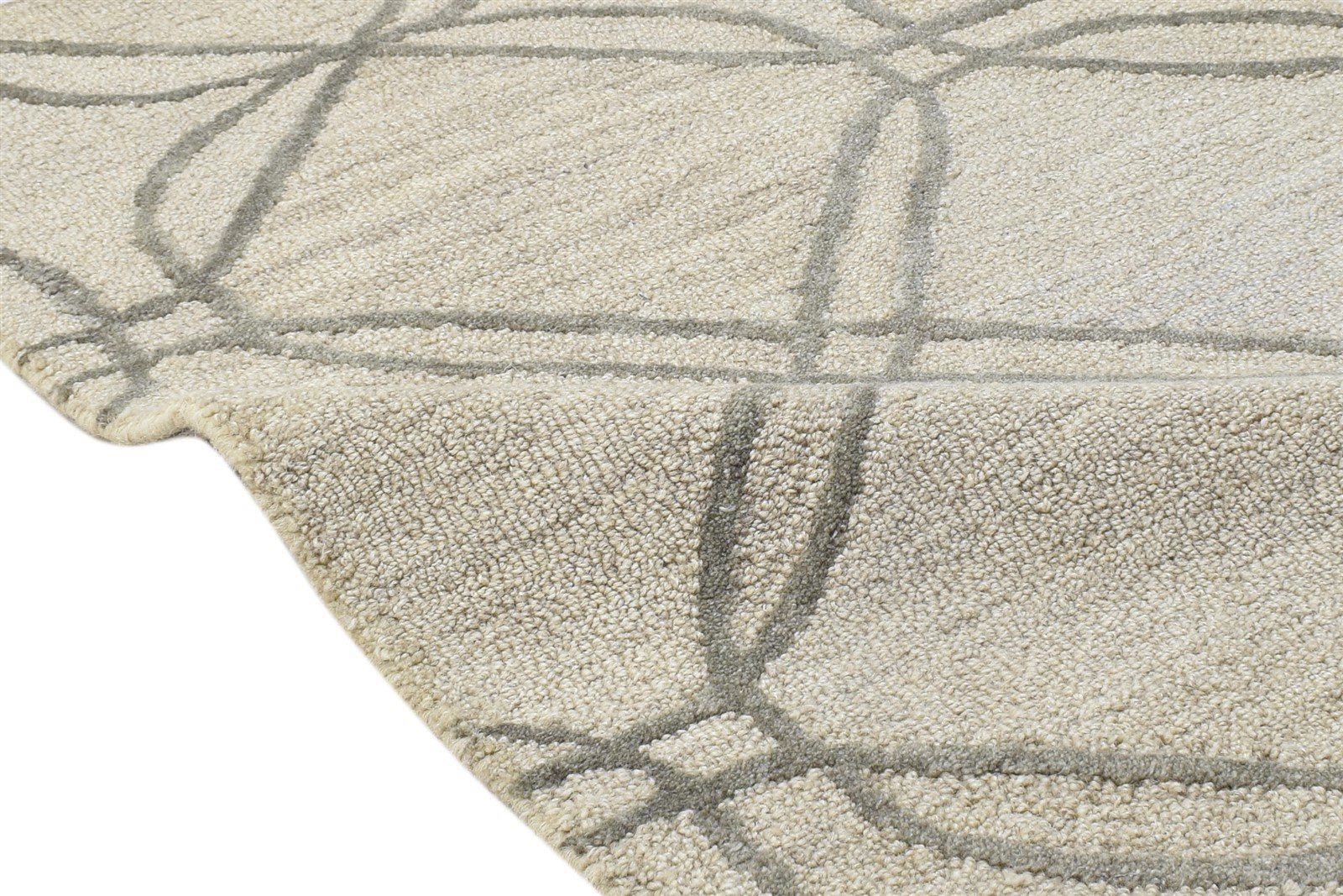 Beige Wool Rug 2' X 3' Modern Hand Tufted Moroccan Trellis Small Carpet 7864136532117