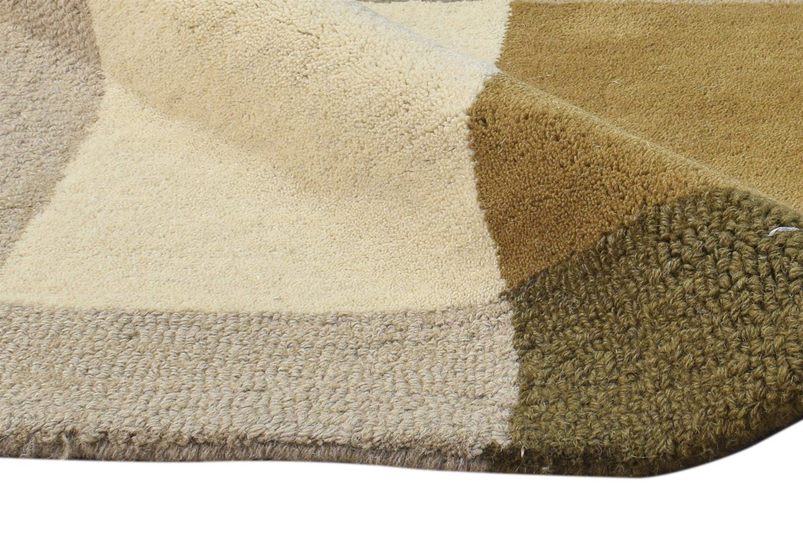 Beige Wool Rug 2' X 3' Modern Hand Tufted Scandinavian Bordered Small Carpet 7865076940949