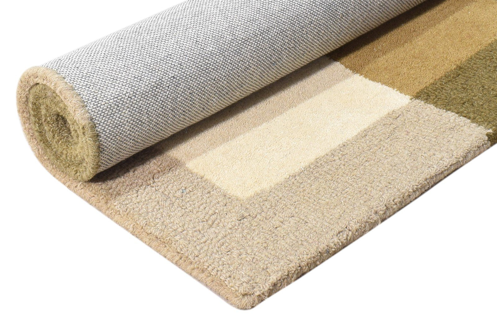 Beige Wool Rug 2' X 3' Modern Hand Tufted Scandinavian Bordered Small Carpet 7865076940949