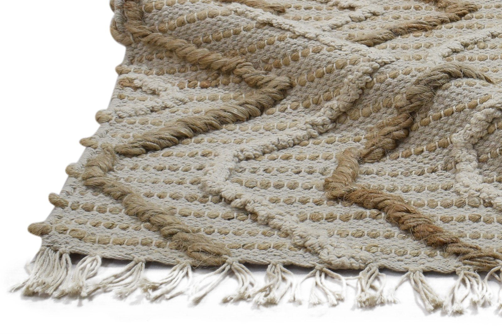 Beige Wool Rug 2' X 3' Modern Hand Woven Scandinavian Chevron Small Carpet 7864087838869