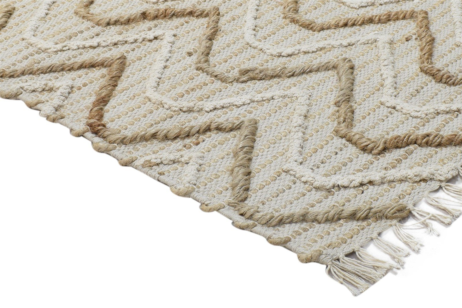 Beige Wool Rug 2' X 3' Modern Hand Woven Scandinavian Chevron Small Carpet 7864087838869