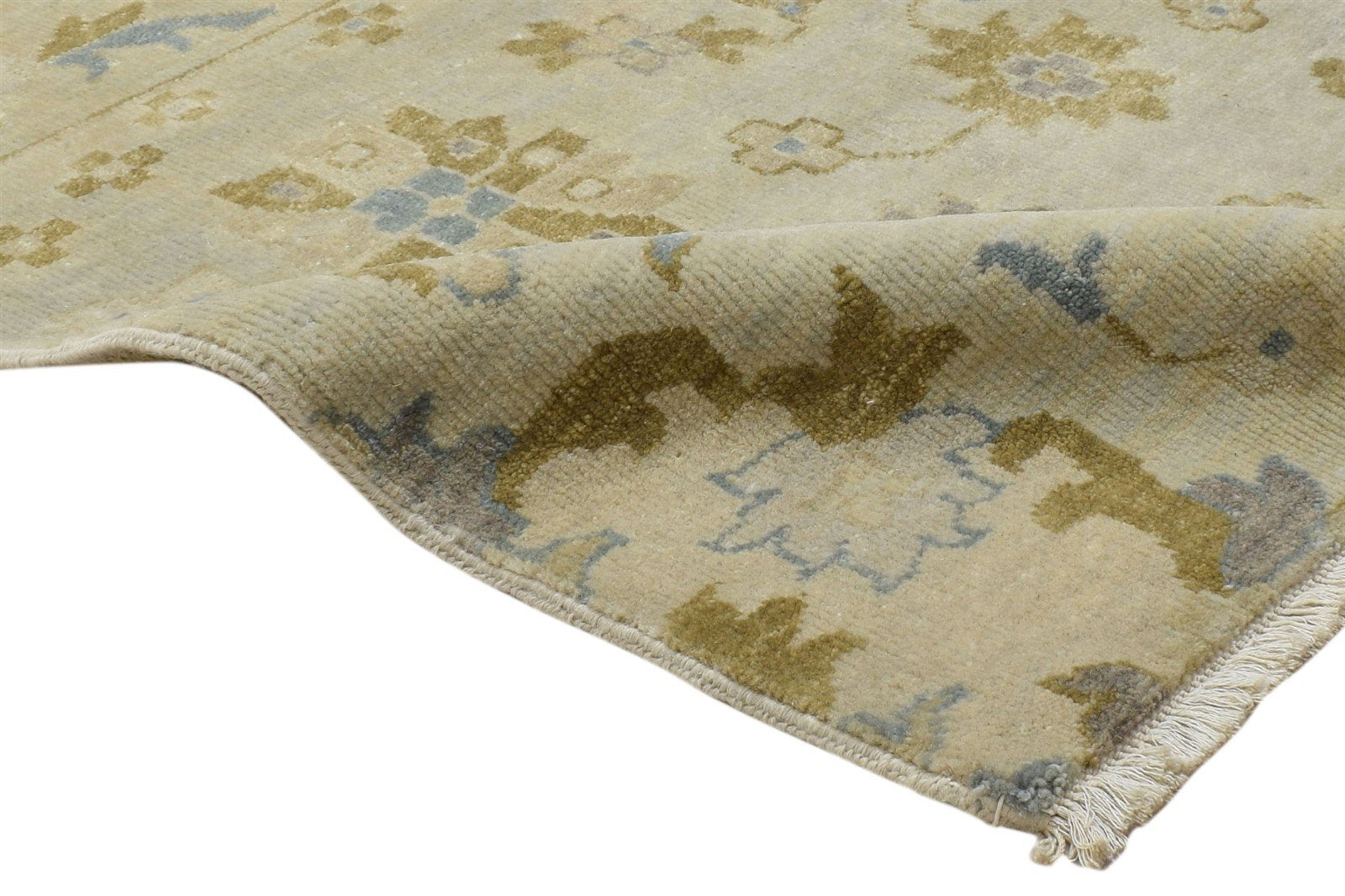 Beige Wool Rug 2' X 3' Persian Hand Knotted Oushak Oriental Small Carpet 7864085840021