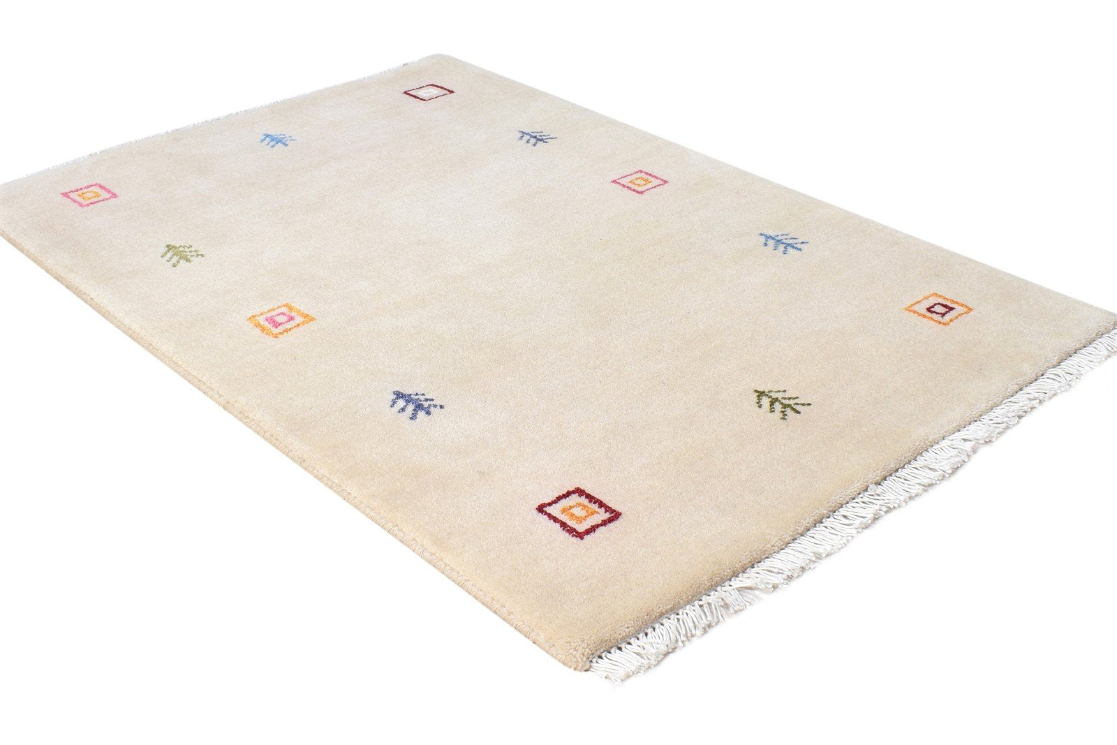 Beige Wool Rug 2' X 3' Southwestern Hand Knotted American Tribal Small Carpet 7865064849557