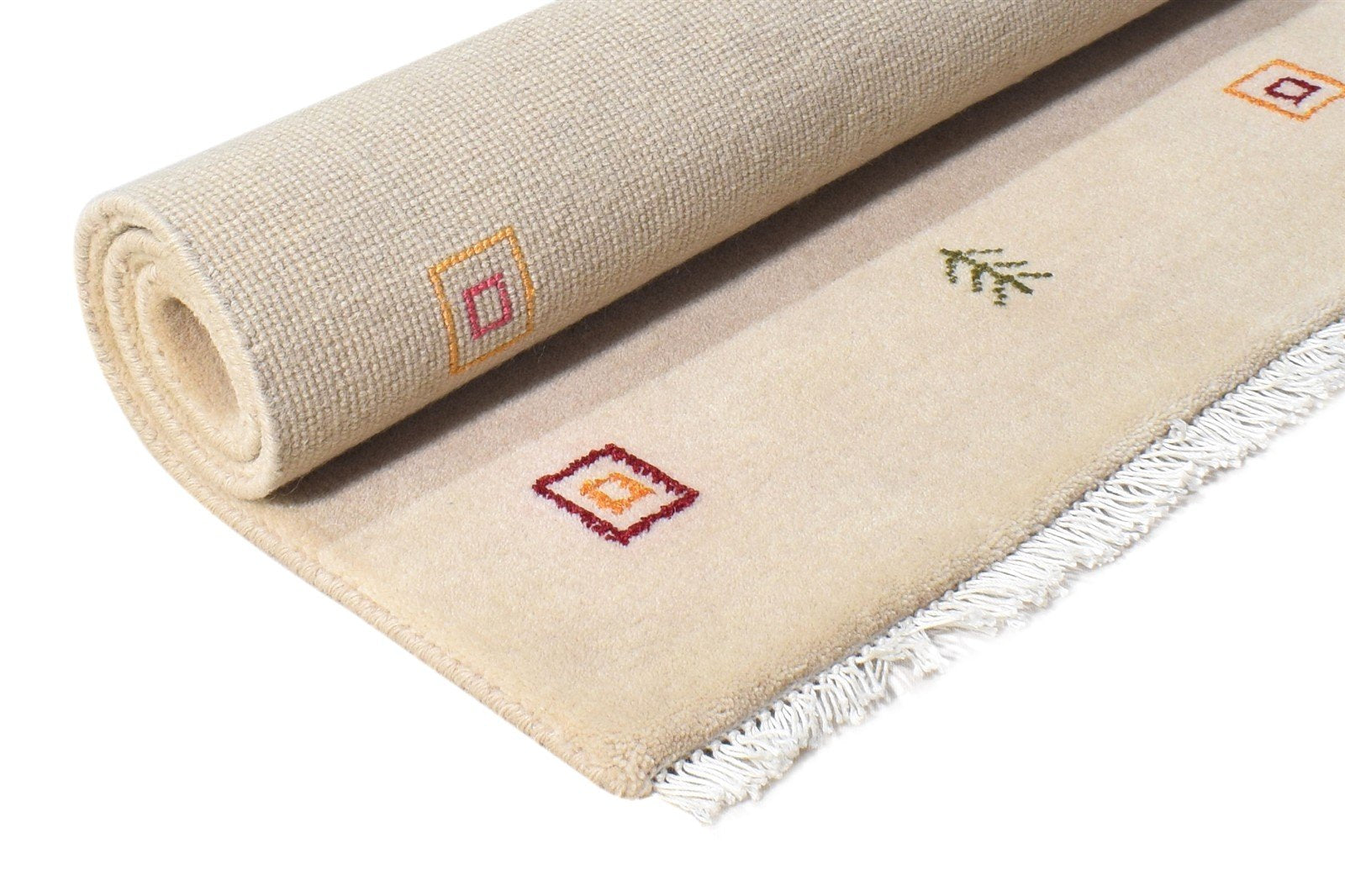 Beige Wool Rug 2' X 3' Southwestern Hand Knotted American Tribal Small Carpet 7865064849557