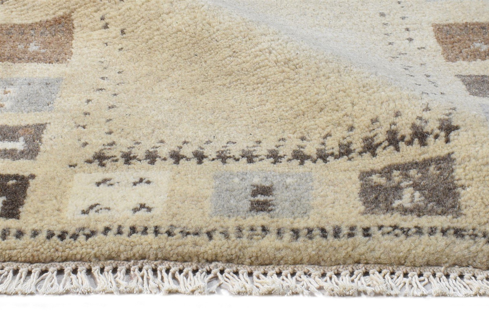 Beige Wool Rug 2' X 3' Southwestern Hand Knotted Gabbeh Tribal Small Carpet 7865102336149