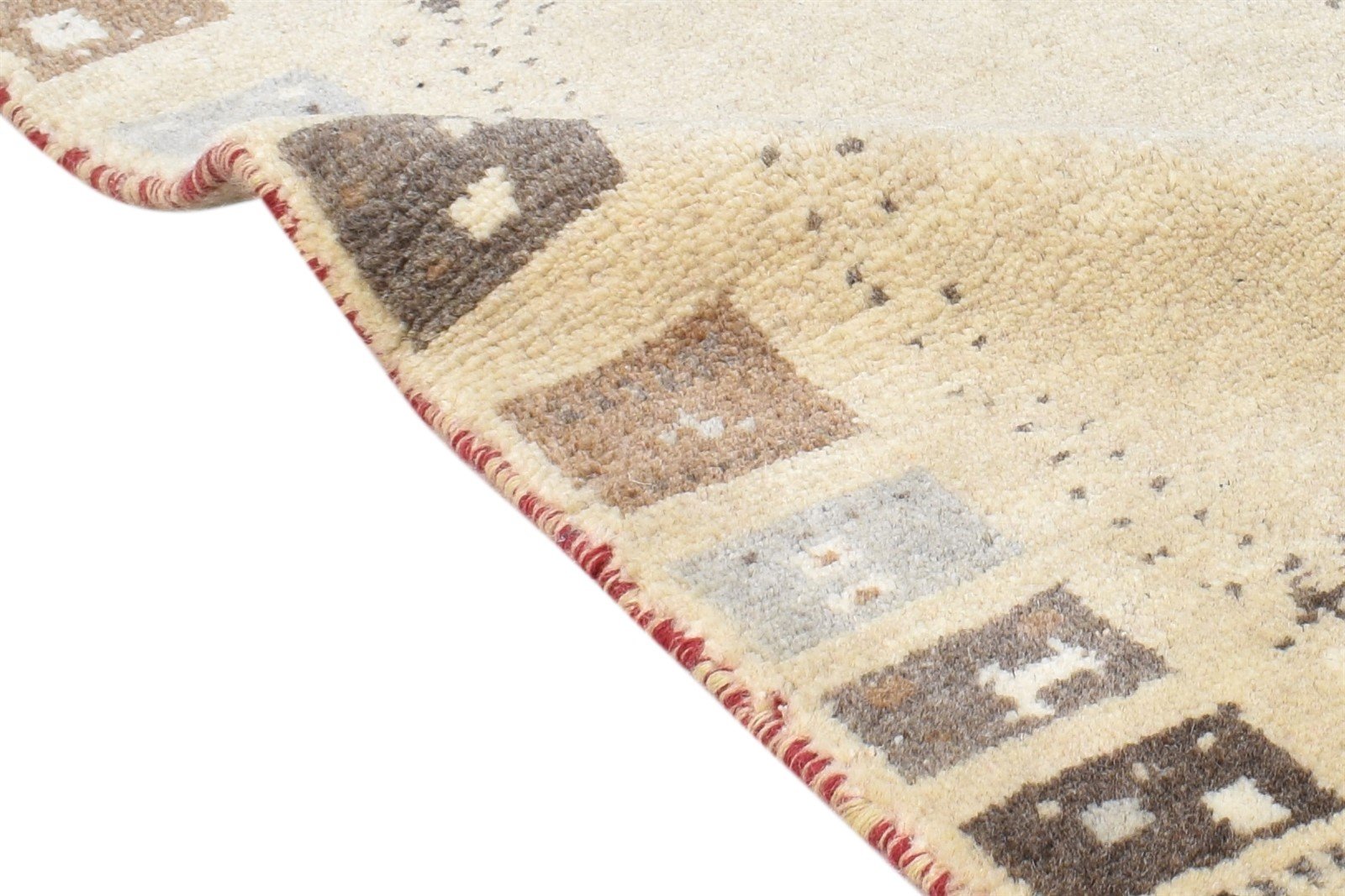 Beige Wool Rug 2' X 3' Southwestern Hand Knotted Gabbeh Tribal Small Carpet 7865102336149