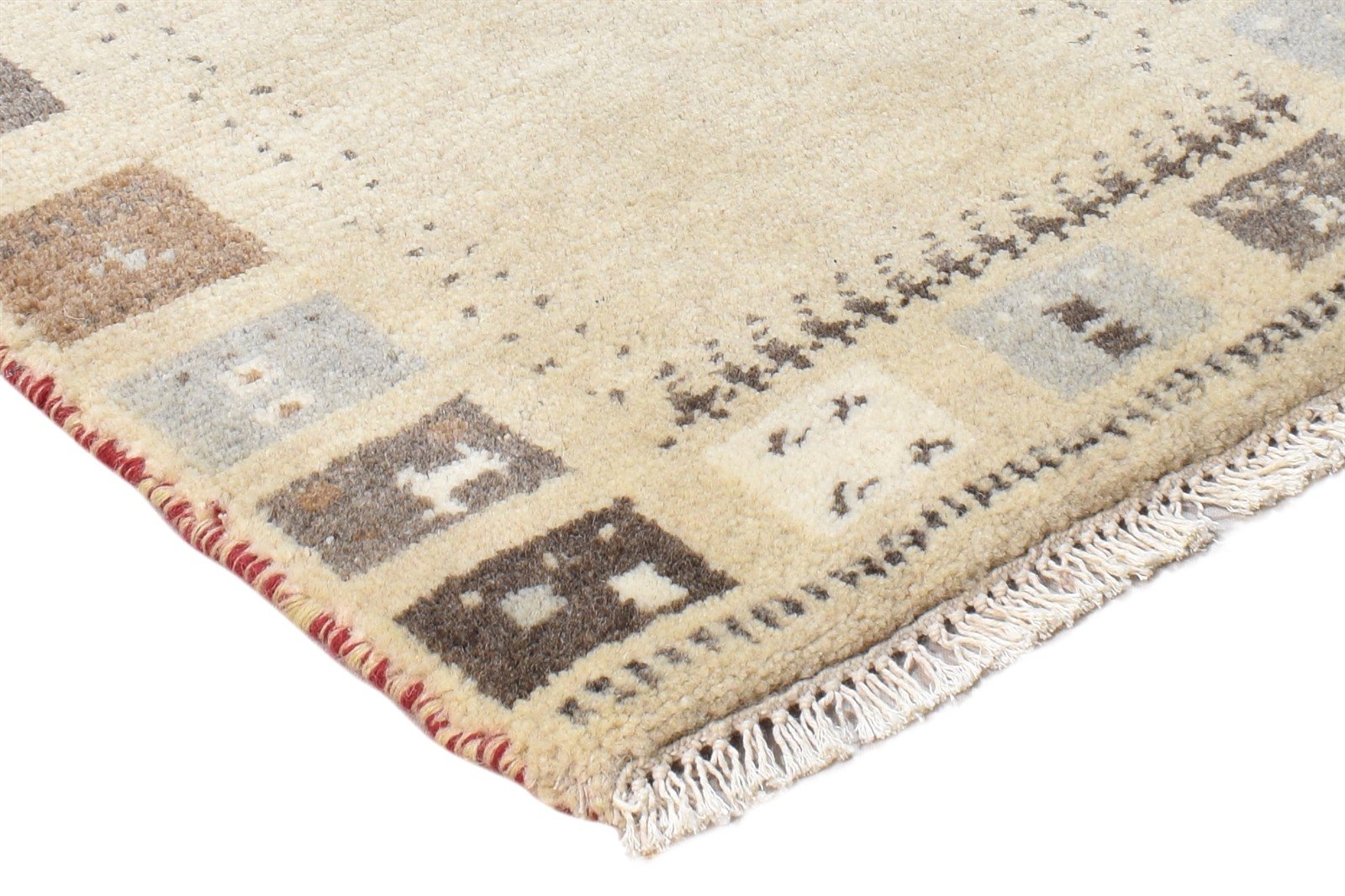 Beige Wool Rug 2' X 3' Southwestern Hand Knotted Gabbeh Tribal Small Carpet 7865102336149